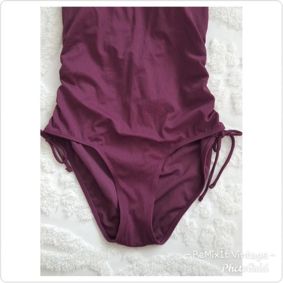 Time and Tru One Piece Ribbed Purple Swimsuit XL 16/18 - Picture 4 of 5